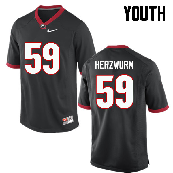 Youth Georgia Bulldogs #59 Matthew Herzwurm College Football Jerseys-Black